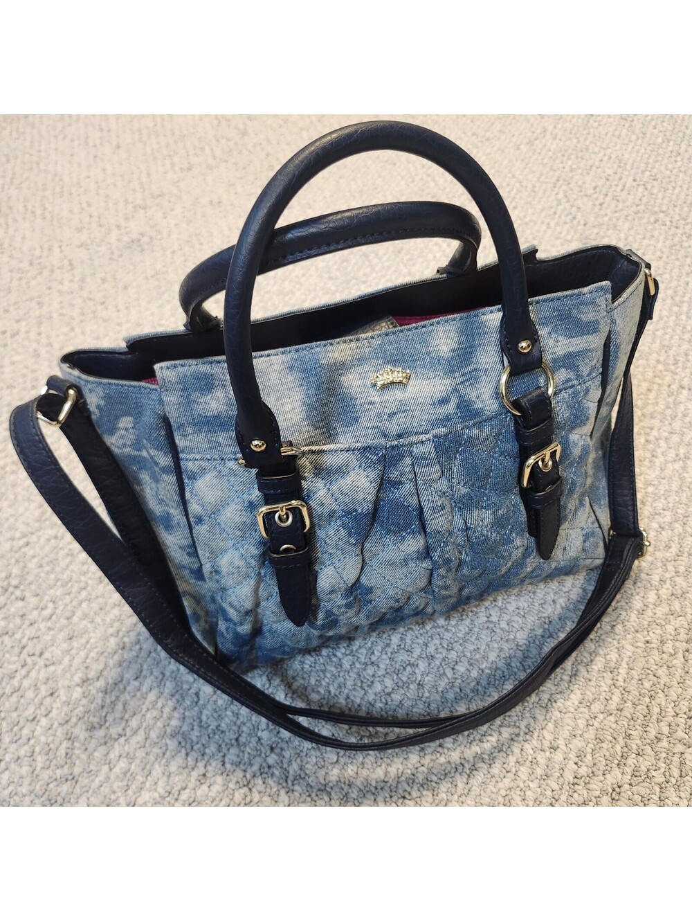 Juicy Couture Blue Tie-Dye Denim Satchel Tote Bag